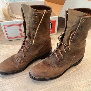 Justin Lace-Up Kiltie Light Brown Leather Ropers